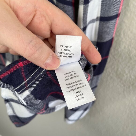 Rails Womens Hunter Plaid Blue Blue White Button Down Soft Flannel Shirt Large - Picture 10 of 12